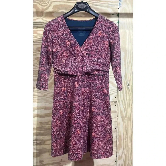 Patagonia Dresses & Skirts - Patagonia Margot Dress Organic Cotton Blend Orange Green 3/4 Sleeve Size Small